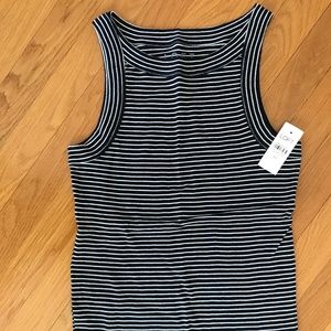 Loft Navy and White striped tank top XS